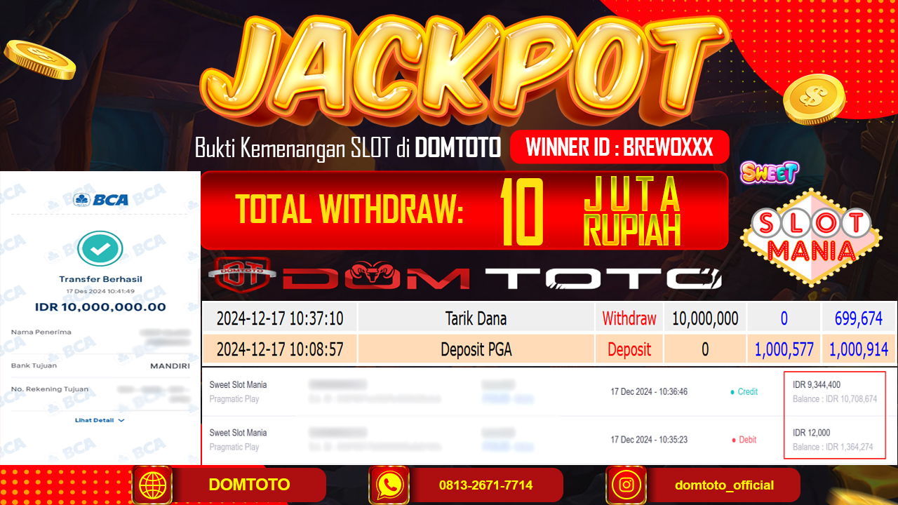 JACKPOT SLOT SWEET SLOT MANIA 17 DESEMBER 2024